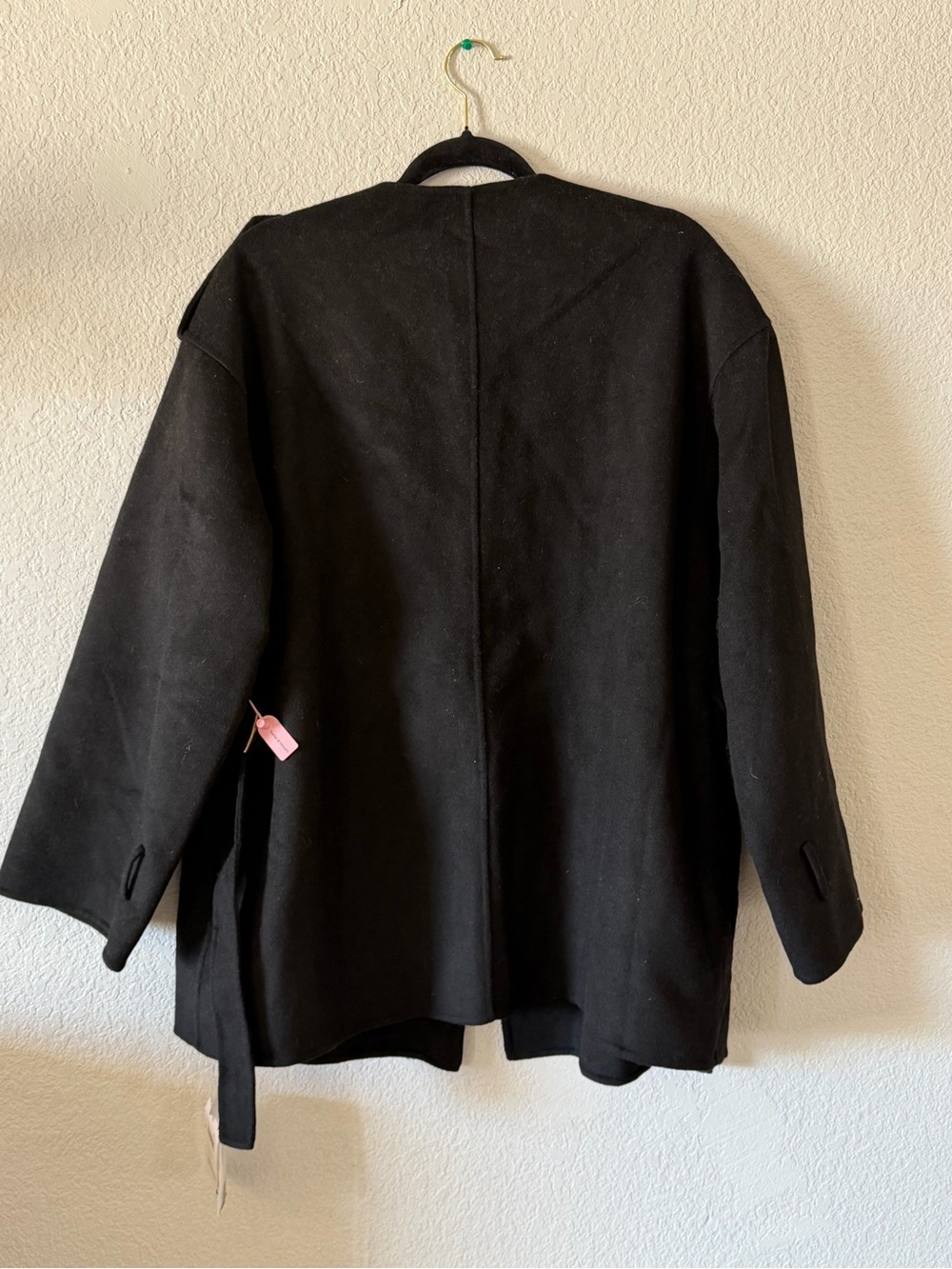 Belle & Bloom Let Me Go Collarless Wool Blend Coat Black Large - Picture 7 of 7
